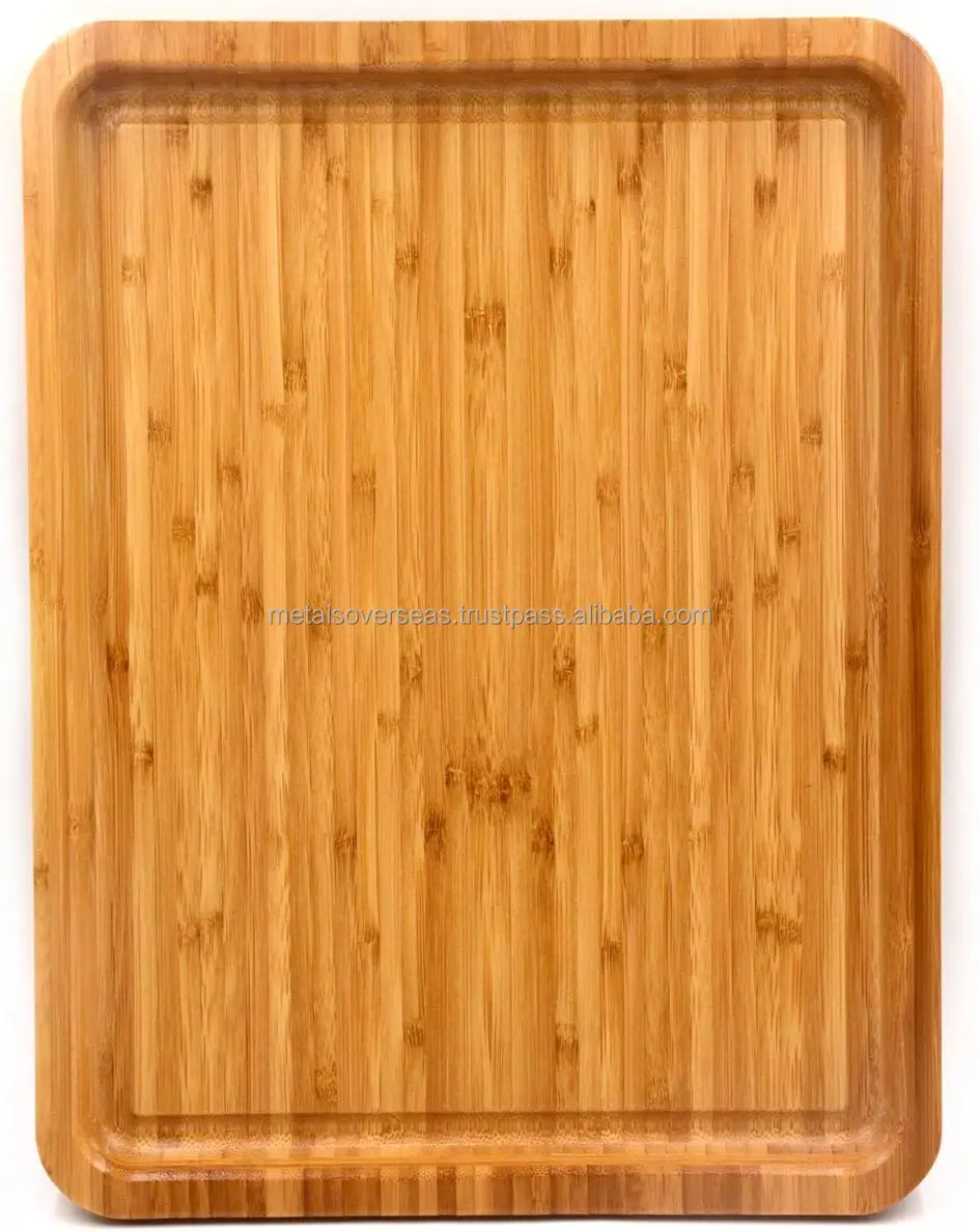 Wholesale supplier  Large Size Bamboo Serving Tray Rectangular Wood Wooden Handles  Decorative Rustic