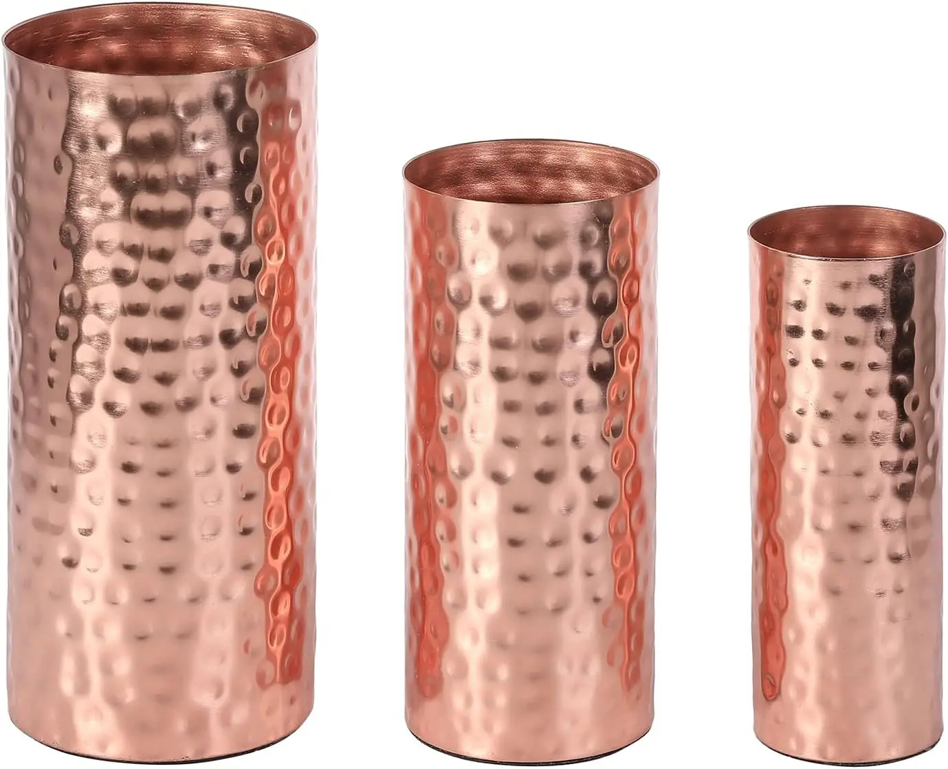 Hosley Set of 3 Metal Bud Vases  Colors High Ideal Accent Piece for Coffee and Side Tables as Well as Dried Floral Arrangements