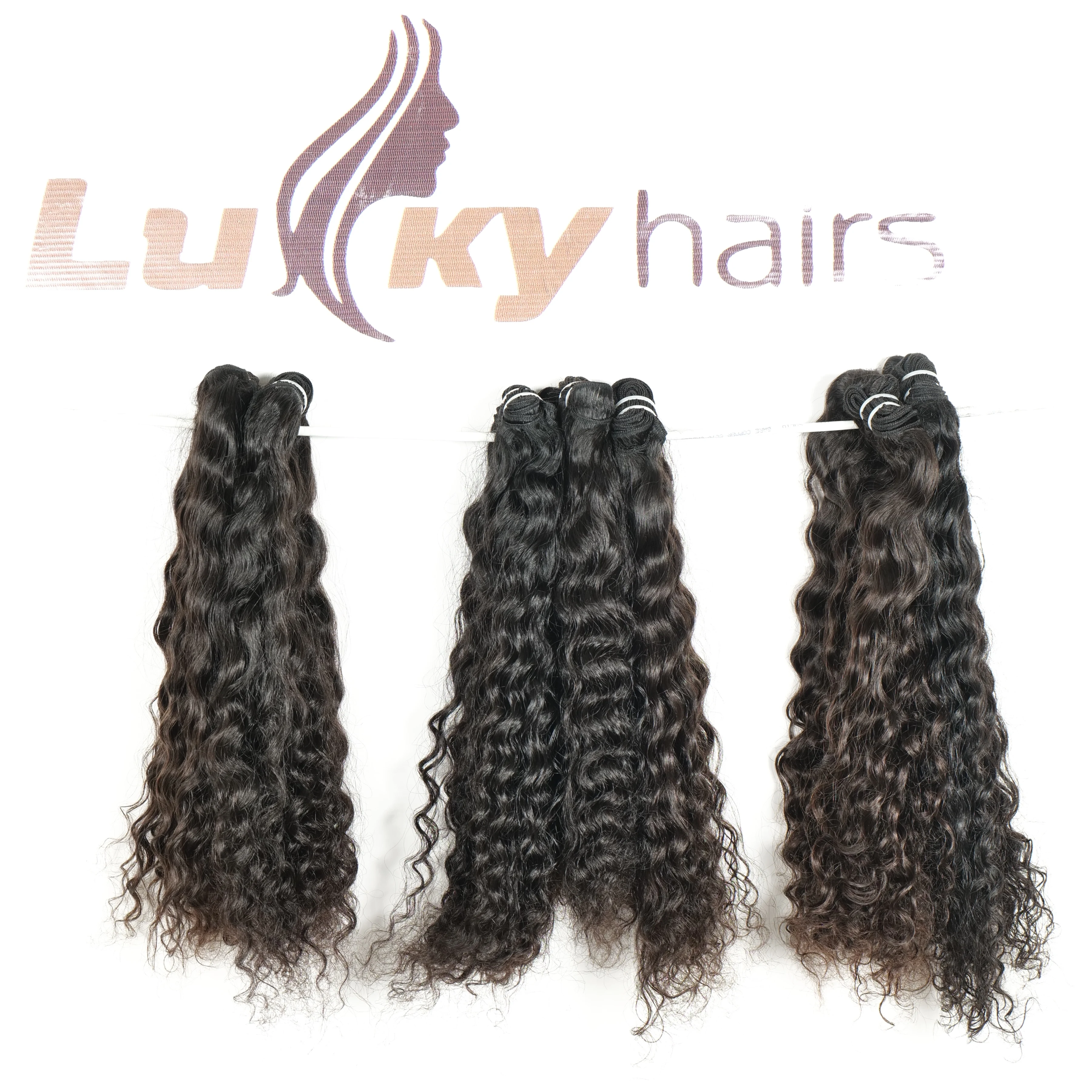 Machine double weft Curly bundles raw unprocessed hair no chemical processed Malaysian human hair Extensions
