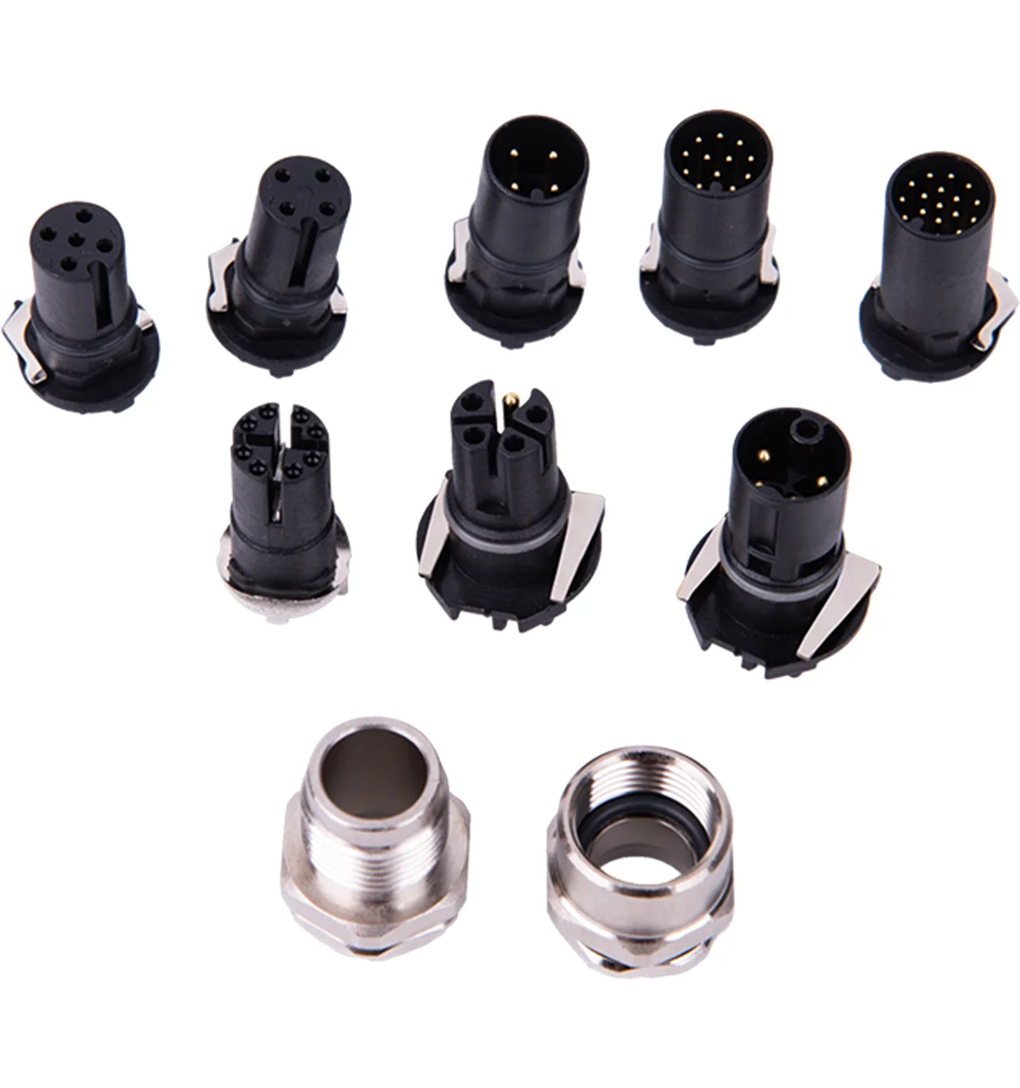 M12 4 pins A code female shielded straight panel mount insert equivalent to phoenix 1439955 connector PCB dip type