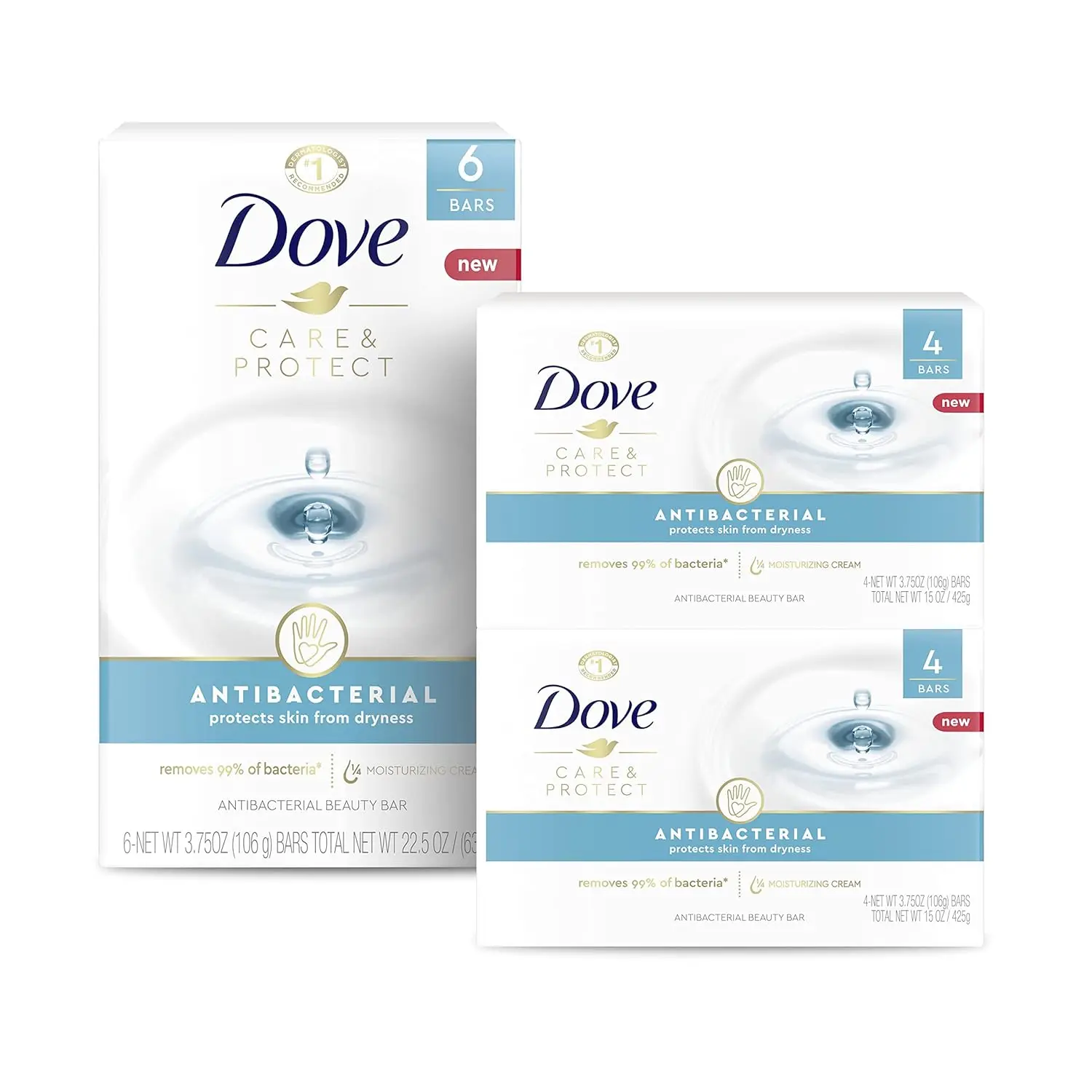 Dove Moisturizing Cream Bar Soap Sensitive Skin Unscented Bars 106g/3.75 oz /bar