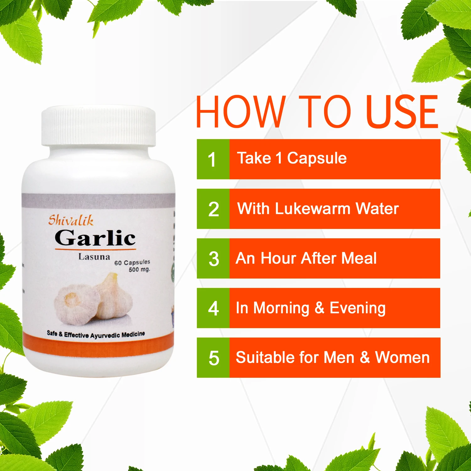 Latest 2023 garlic lasuna capsule safe and effective ayurvedic medicine 60 capsule 500ml bottle