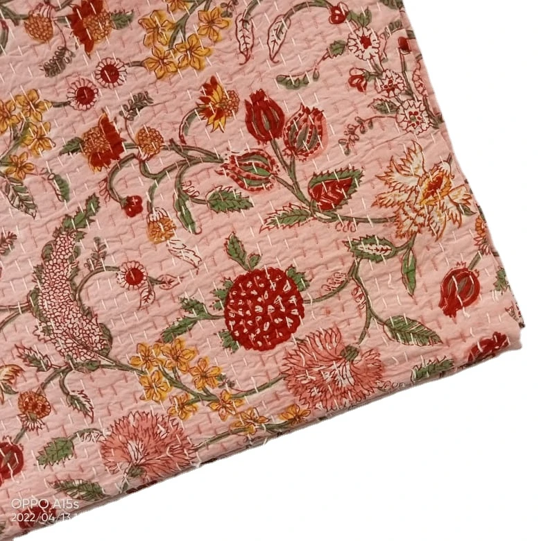 Reversible Bedding Bedspread Decorative Blanket Patchwork Kantha Quilt Manufacturer Indian Throw Handmade Kantha King Size Soft