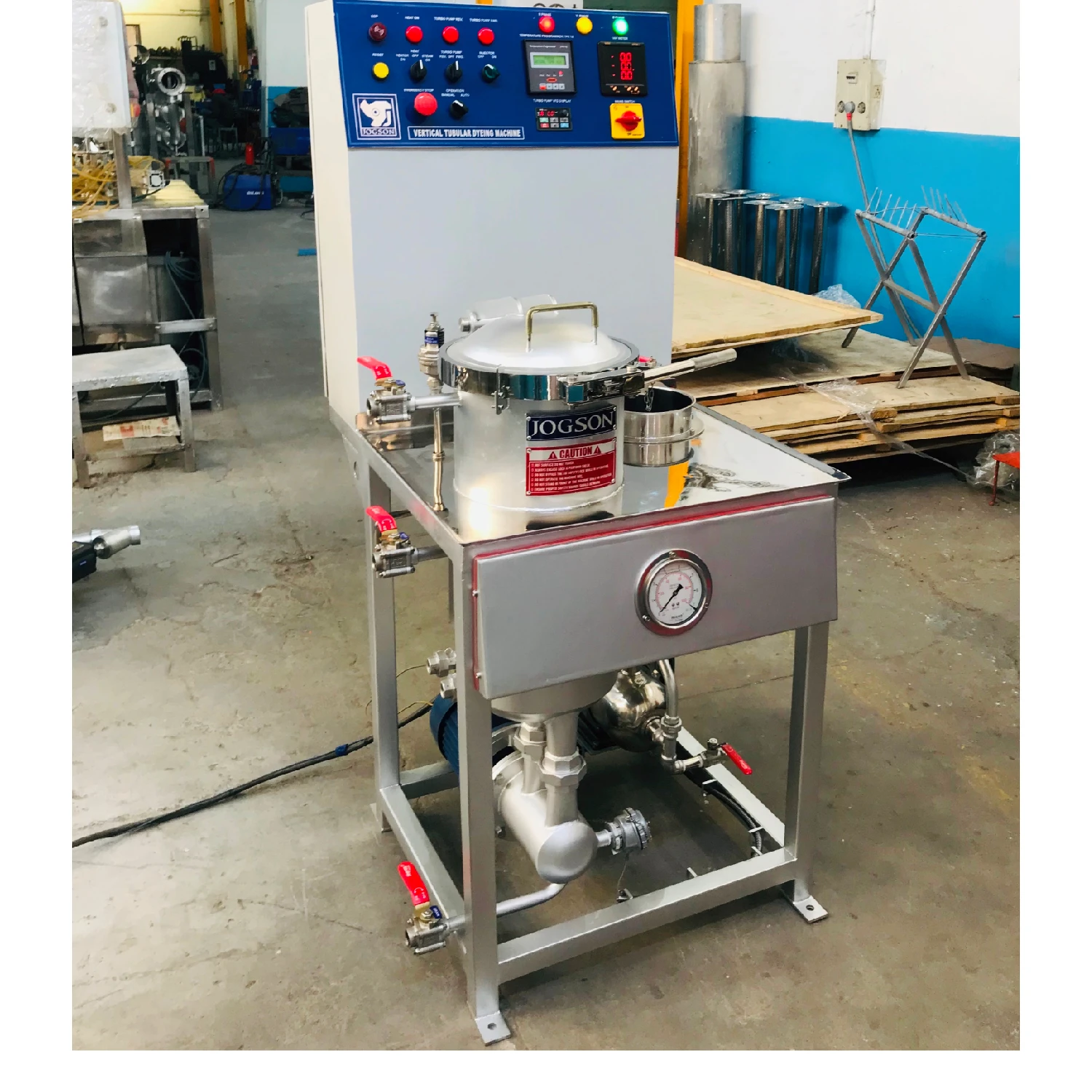 JOGSON Lab Dyeing Machine Apparatus Comprises of Tank, Beaker and Gear Box Designed and Manufactured In India