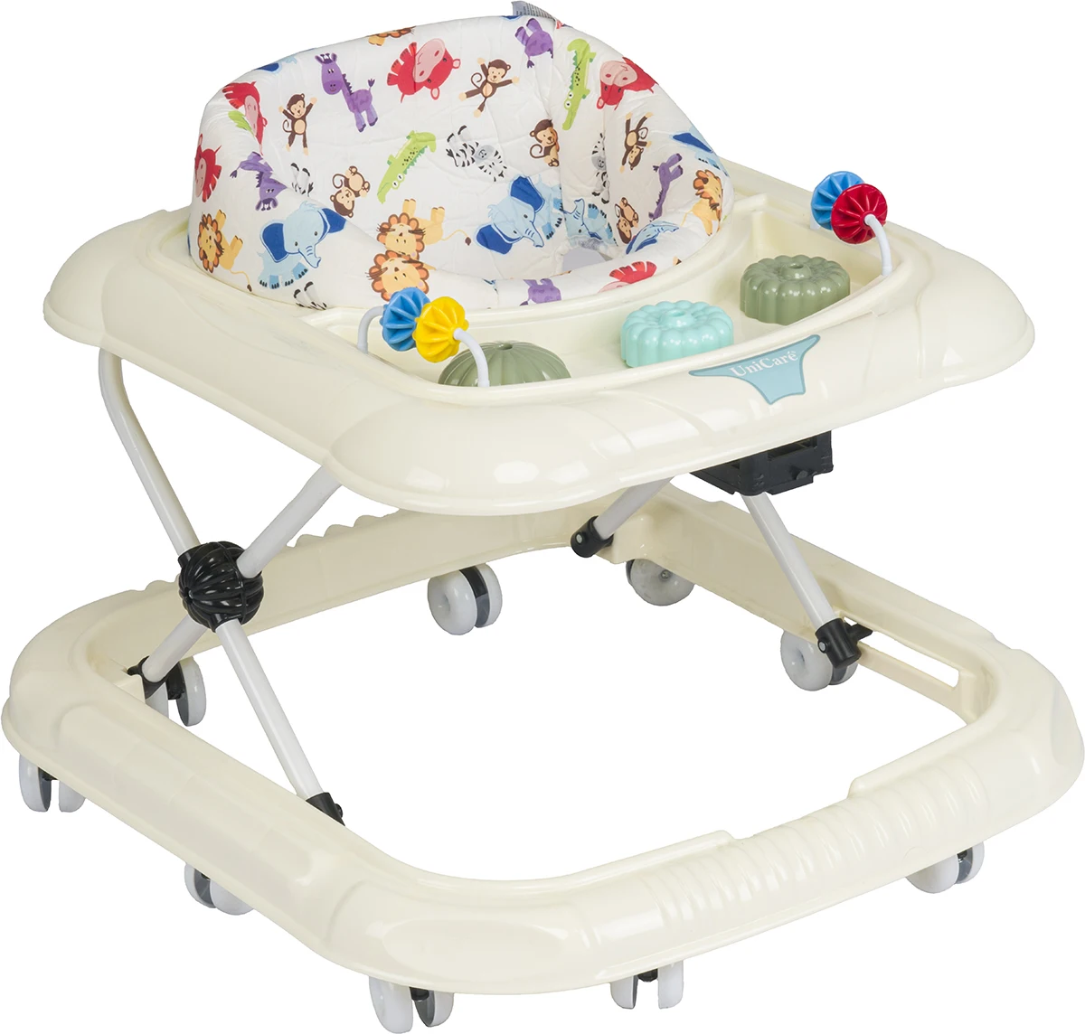 2024 Trendy Smart Educational Folding Baby Walker 10 Wheels Activity Table 6-18 Months Plastic Iron Frame for Learning Toys