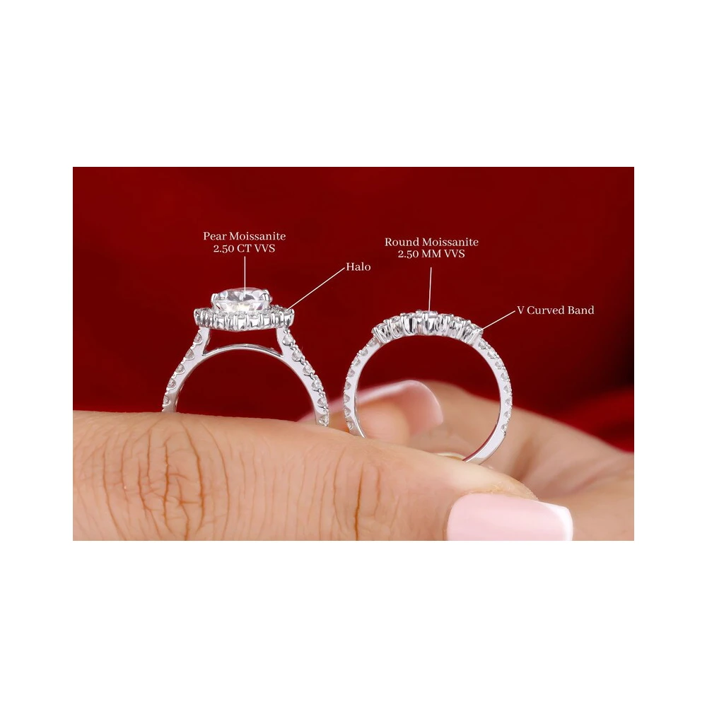 Premium quality Bridal Ring 2.50 CT Pear Cut Colorless Moissanite Engagement Ring available in bulk quantity at wholesale prices