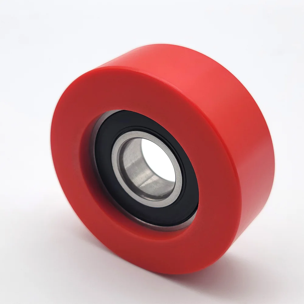 customize Escalator Step Roller 6204 2RS bearings polyurethane guide roller rubber conveyor pulley drive wheel pu coated rollers