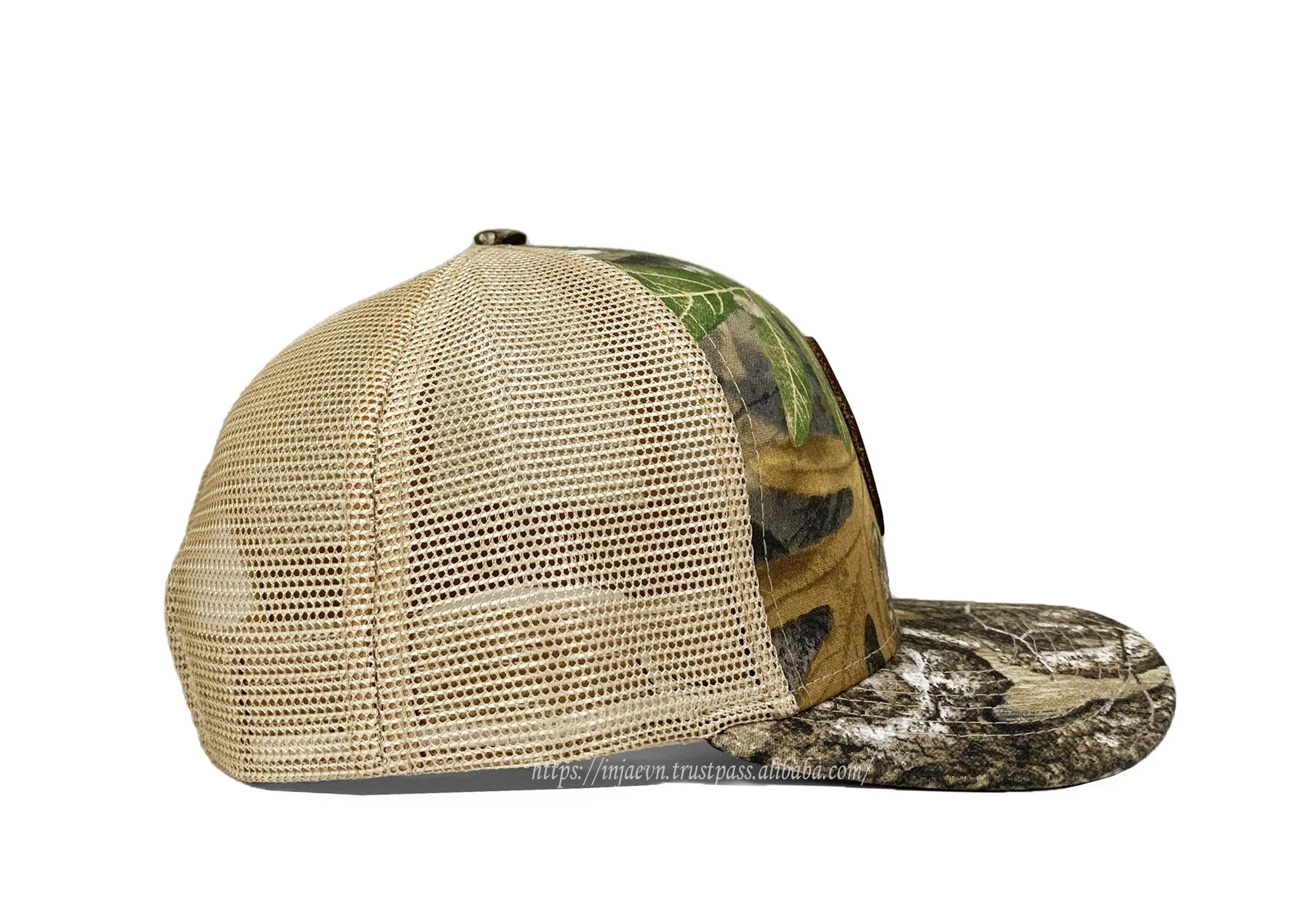 Шляпы дальнобойщика с принтом камуфляжная/коричневая сетка кожаный патч логотипом на заказ низкопрофильные шляпы во Вьетнаме