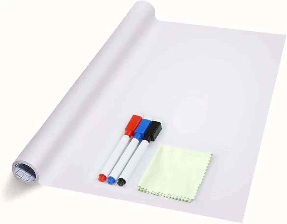 White Board Sticker Dry Eraser Paper for Wall Upgrade PET Stain-Proof Peel and Stick Self Adhesive Wall Paper Roll for Classroom