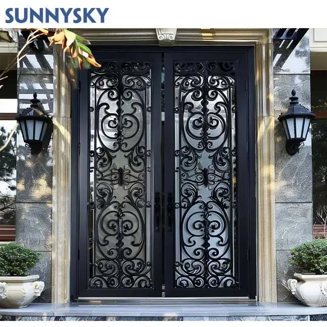 XIYATECH Metal security doors main entrance wrought iron entry doors wholesale prices