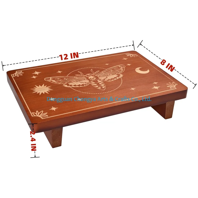 Custom Wooden Meditation Table Altar Buddhist Shrine Wiccan Alter Table for Practicing Tarot Card Decorative Riser Wood Tray