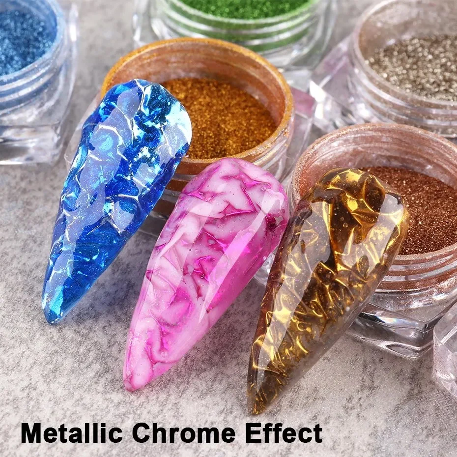 23 Colors Metallic Chrome Nail Powder Set Y2K Magic Mirror Gold Silver Decor Rubbing Glitter Pigment Flakes Manicure