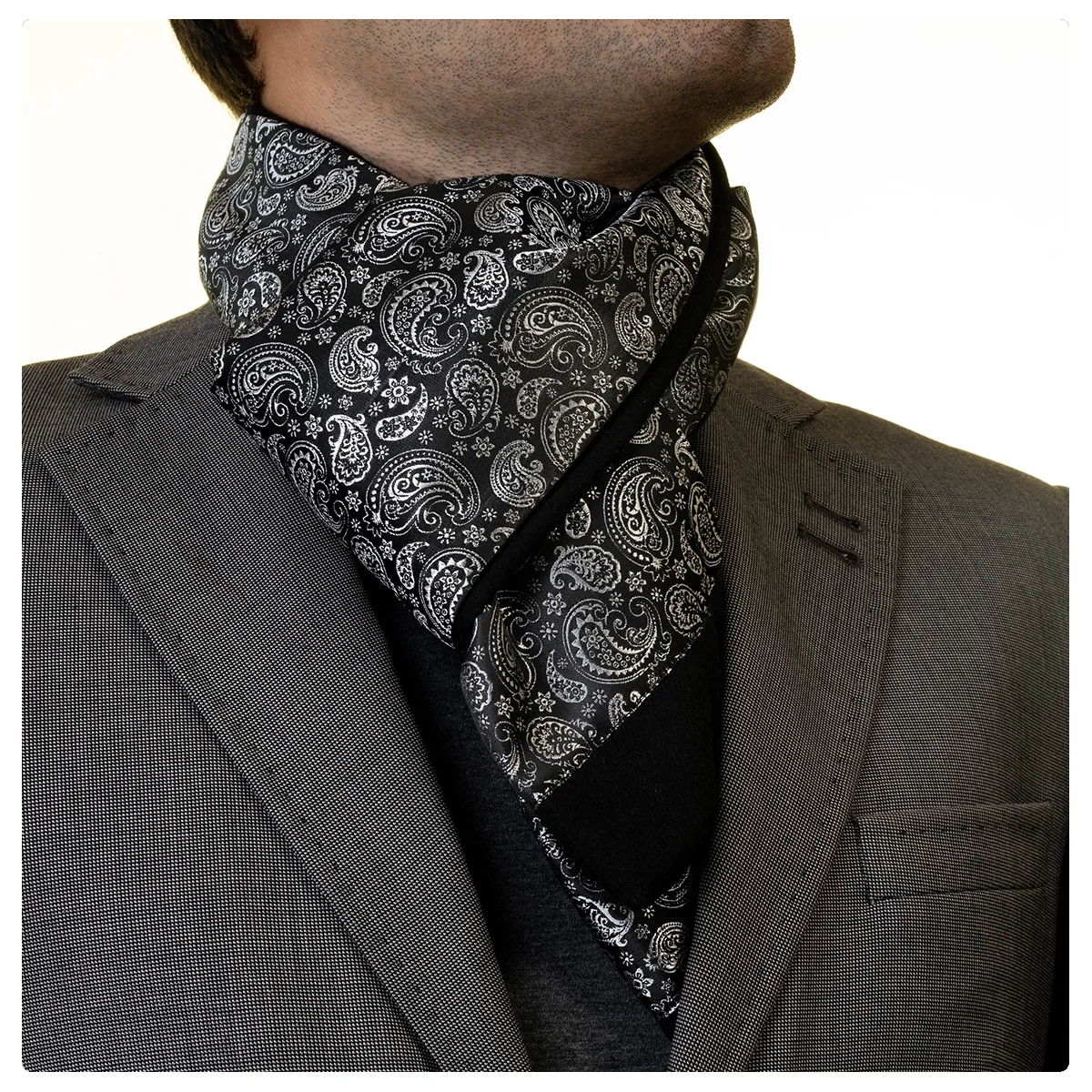 Sky Blue Navy Triangle Jacquard and Paisley Designer Made Man Made Silk Scarf Ready Stock Double Trend New Season