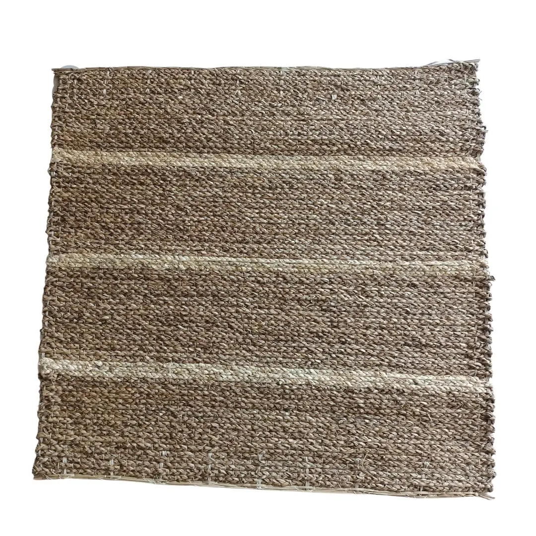 Handwoven Square  Seagrass Rug Runner Doormat Natural Fiber Yoga Mat Bohemian Carpet Turkish Rug Living Room Vintage