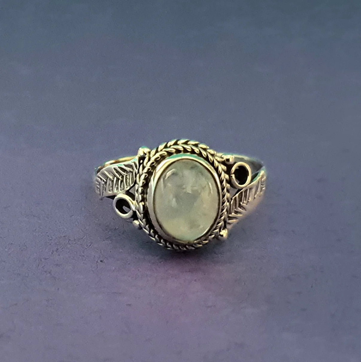 Beautiful Handcrafted Boho Jewelry for Women Rainbow Moonstone Gemstone Ring with 925 Sterling Silver