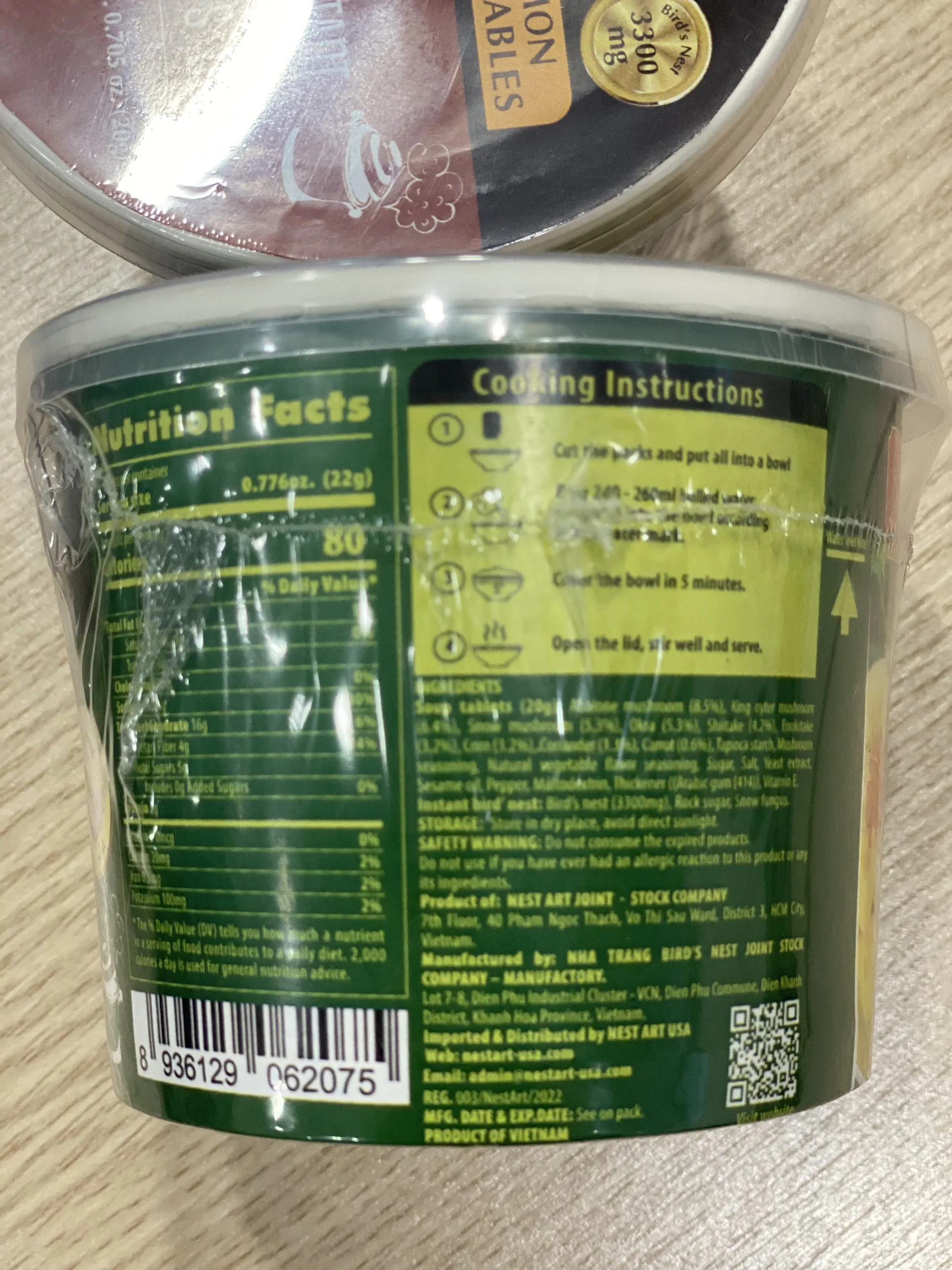 Вкусные грибы, Овощной вкус, мгновенный, птичье гнездо, суп 19 - 24 г/чашка, Произведено во Вьетнаме