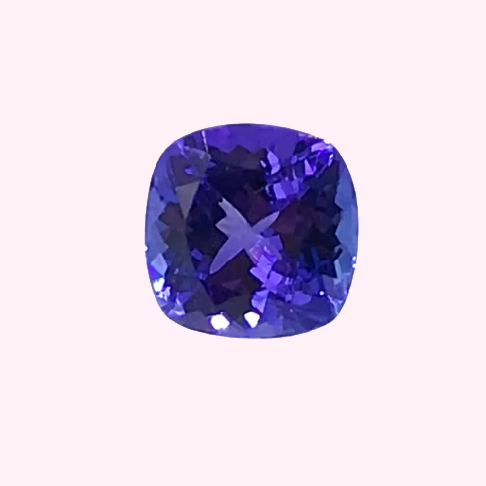 Natural Loose Gemstone Purple Shaded Light Blue Size 7.1 Mm Premium Grade Tanzanite Cushion Faceted Gemstone