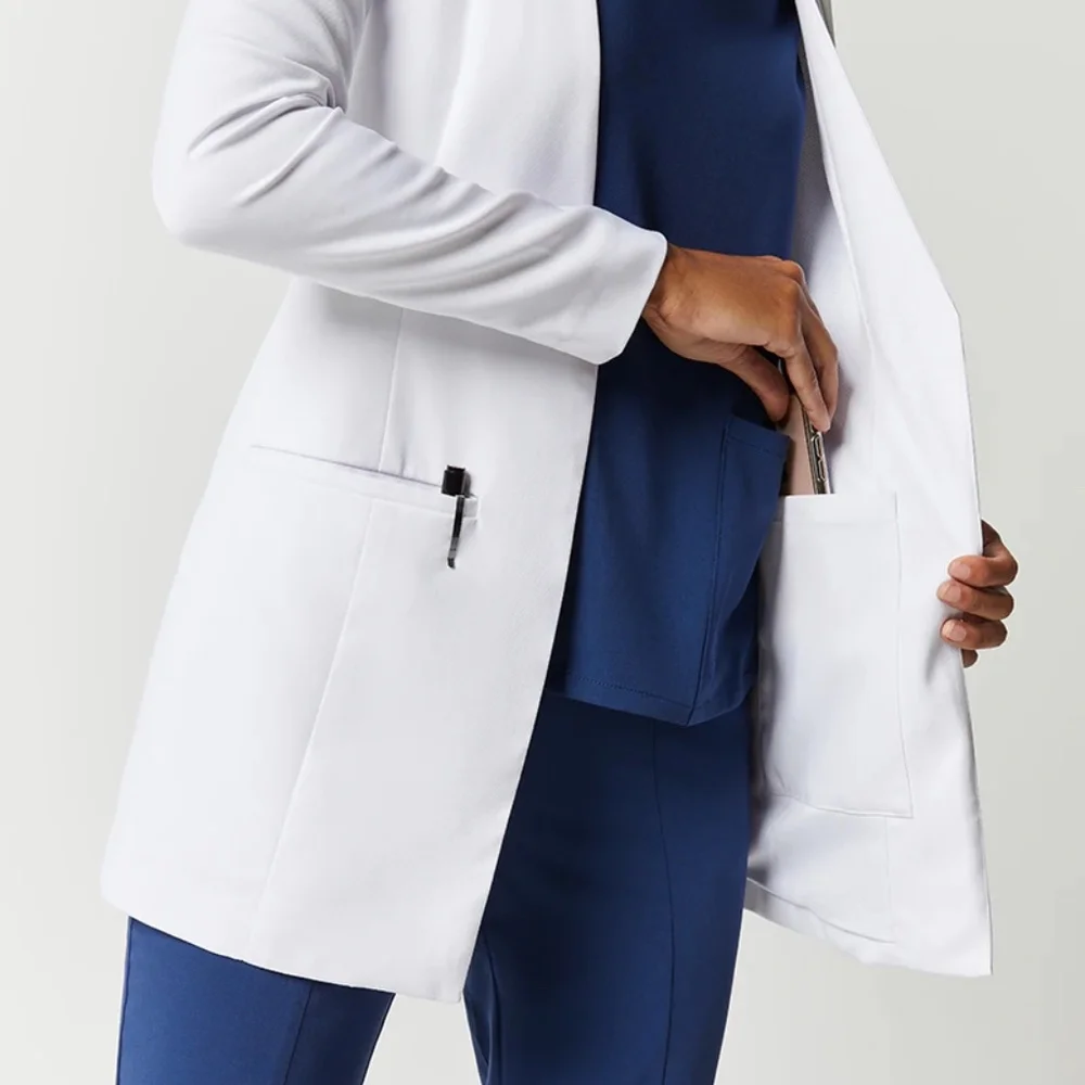 Hospital GOWN white long sleeved Business Blazer 100%cotton Long Sleeve Doctor Clothes White Lab Coats