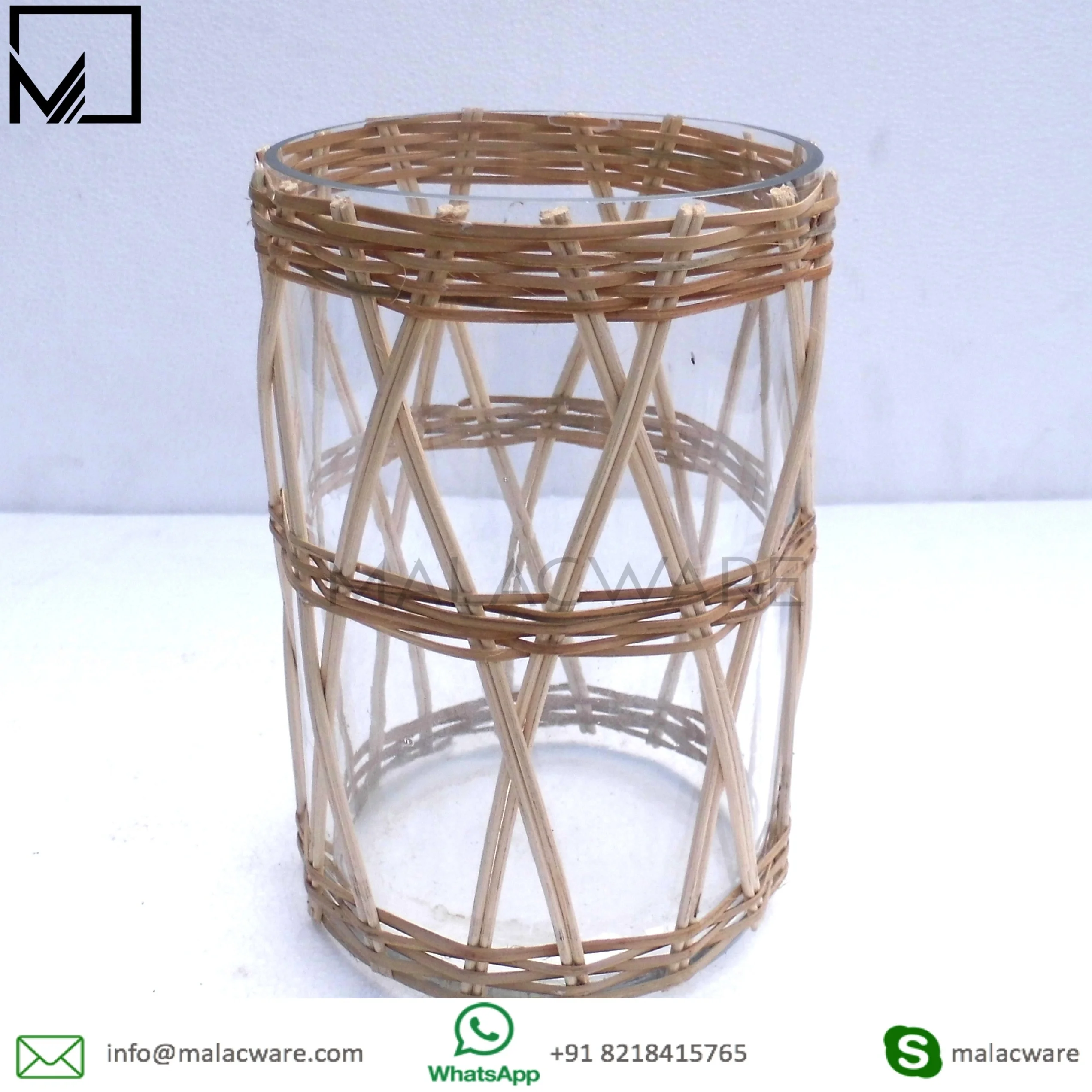home garden decorative glass bamboo vase wholesale offer custom logo engraving bamboo vase