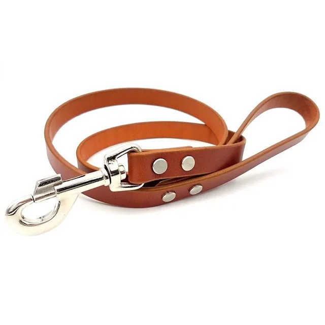 Genuine Pet Lead Durable Plain Leather Dog Leash Walking Training For Medium Large Dogs Pet Suppliers Wholesaler Manufacturer