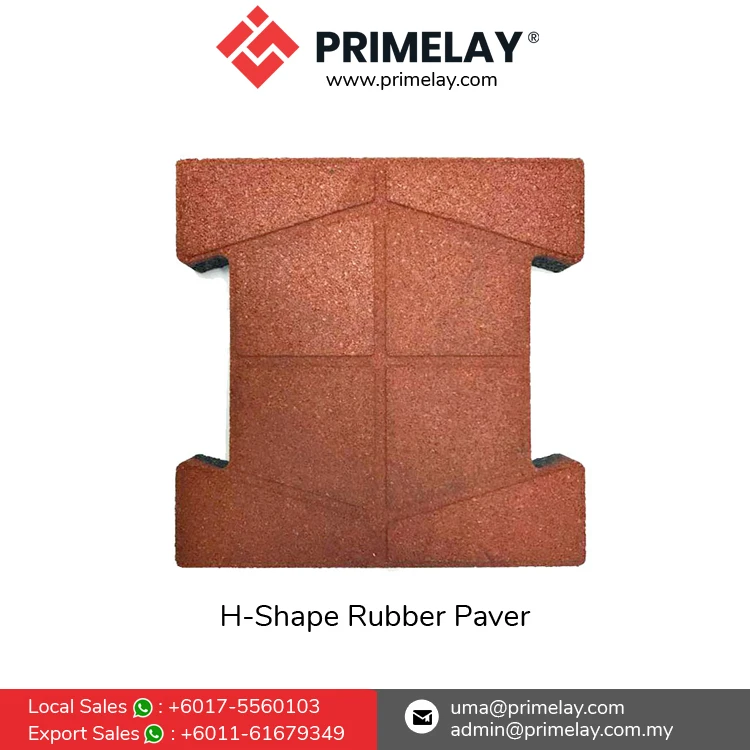 Non-Slip Longer Lifespan Rubber Flooring Accessories H-Shape Rubber Paver for Parking Garages, Driveways, Parking Decks