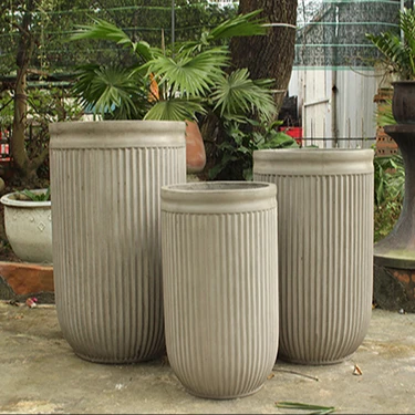 Лучшая цена декоративные роскошные высокие круглые полосатые горшки для домашнего декора цветов коллекции гостиниц