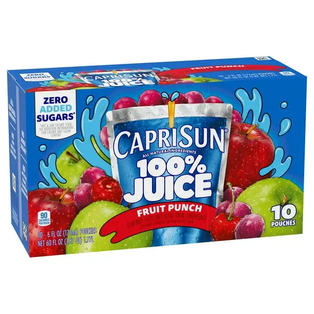 Capri Sun Fruit Punch Flavored Juice Drink, 10 ct Box, 6 fl oz Pouches