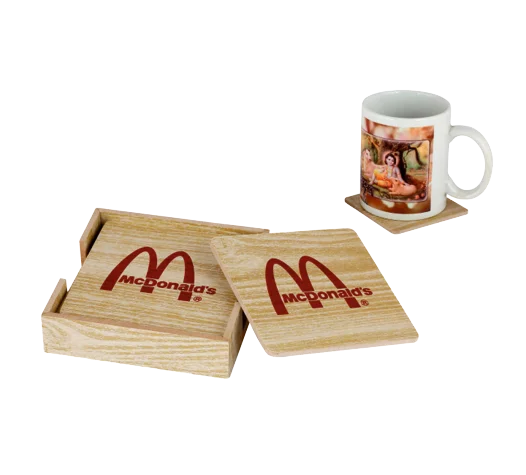 Wholesale Premium Pine Wooden Handcrafted Coasters Set for Coffee Table Tea Cup Stand Coasters with Wooden Coaster Holder