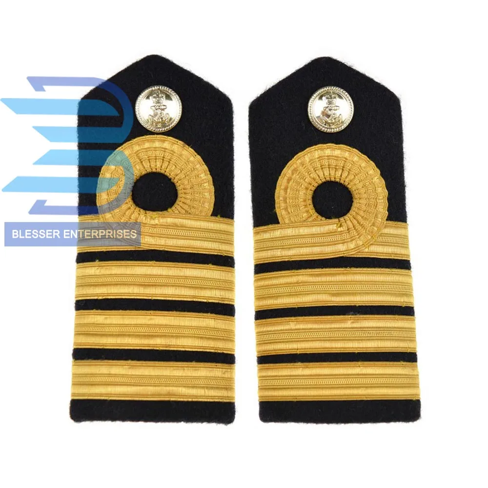 Customized Naval Army Officer Epaulette with 4 braids straps for Navy and Military Uniform Shoulder Boards