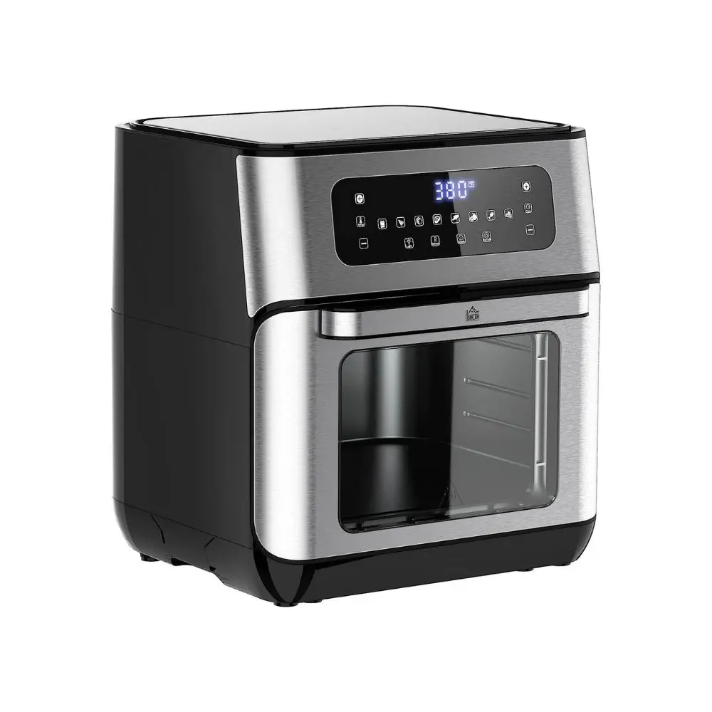 X-large family size, powerful 1800W, four rack positions, and temperature controls, Nuwave Brio 15.5Qt Air Fryer Rotisserie Oven