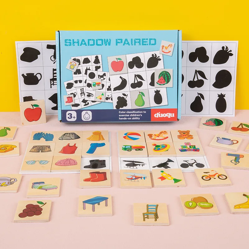 Ready to Ship Wholesale New Products Wooden Shadow Matching Puzzle Exercise Hand-eye Coordination Tabletop Board Game Toys