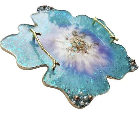 Top Grade Serving Platter New Arrival Resin Tray Indian Exporters on Sale Decorative Border Resin Tray