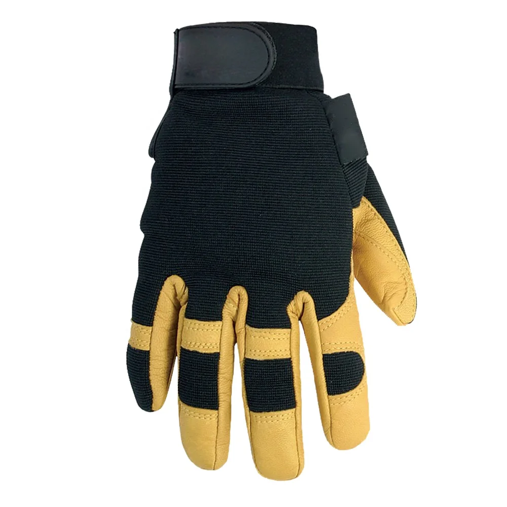 Cow Grain Leather Labor Protection Safety Garden Leather Assembly Gloves Wing Thumb Blue Rib Back Tape