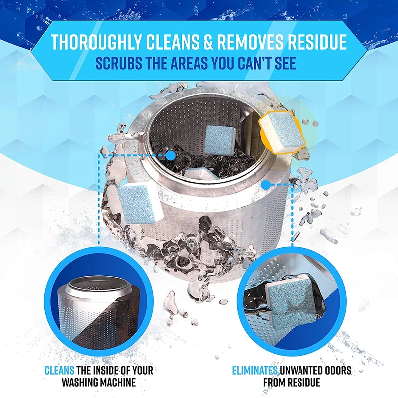 24 Tablets Washing Machine Cleaner Stain Dirt Washing Cleaning Washer Clean Detergent Effervescent Tablet Wash Machine Cleaner