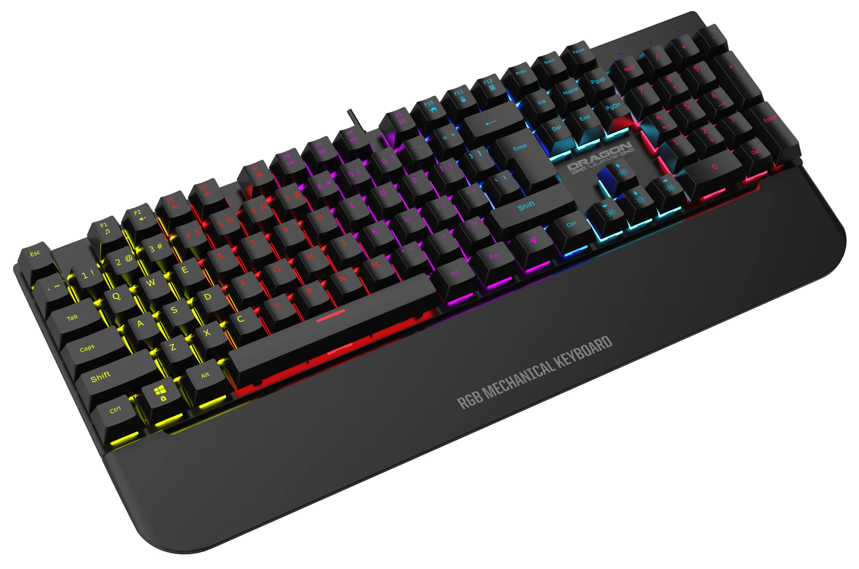 Manufacture RGB illumination mechanical detachable wrist rest full keys anti-ghosting wired gaming keyboard