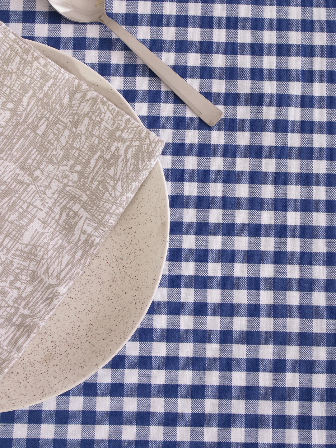 100% Cotton Table Cloth Checked - Blue