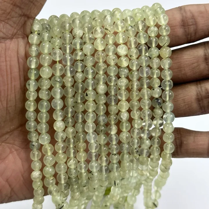 BUMPER SALE Natural Smooth Round Shape Beads Prehnite Stone Bead Strand For Jewelry Making Polished Bracelet Necklace Earring