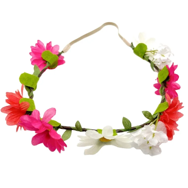 Wholesale Flower Headband Hairband Beads Hair Bracelet Women Accessories Hair Elastic Band Headwrap Wedding Kid Style Scrunchie