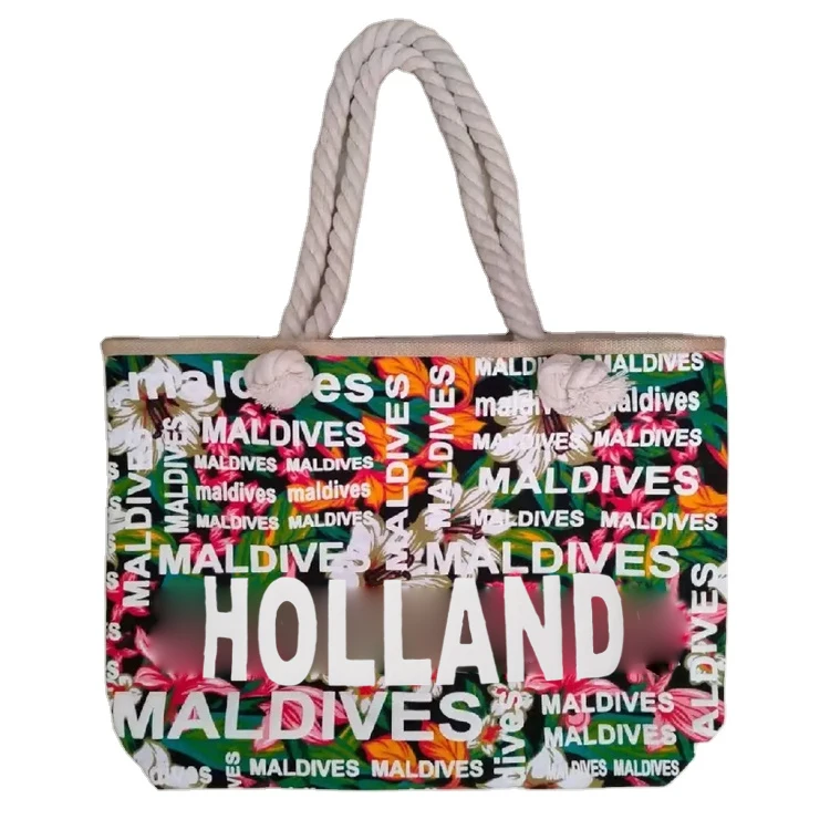 Custom logo women canvas flower shoulder bag holland amsterdam souvenir tote bag