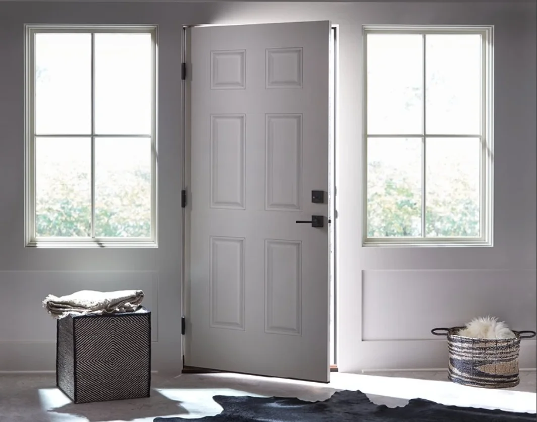 6 panel Insulated Commercial Contemporary Residential Solid Front Fiberglass Entry Door Exterior Fiberglass Door