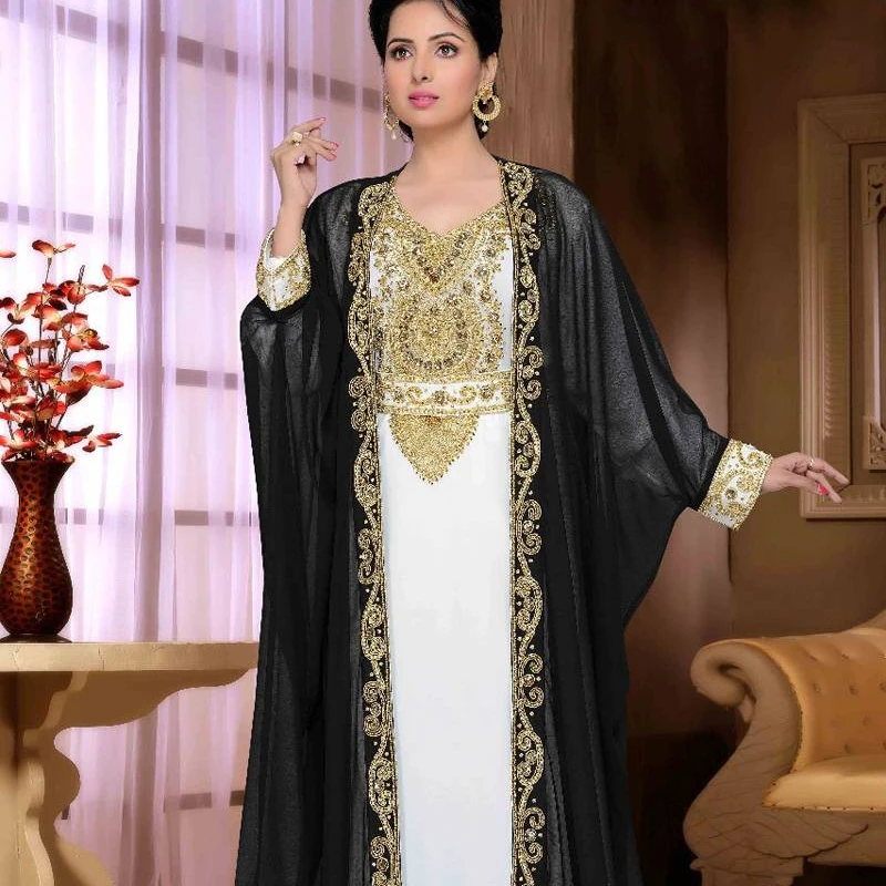 Middle East kaftan marocain Oman Dubai Qatar Arab Morocco Caftan Women Muslim Dress With Beads