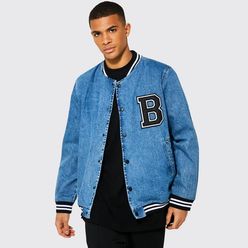 Oem Custom embroidered bones College Sports Varsity Jacket Embroidery Bomber Varsity Jacket