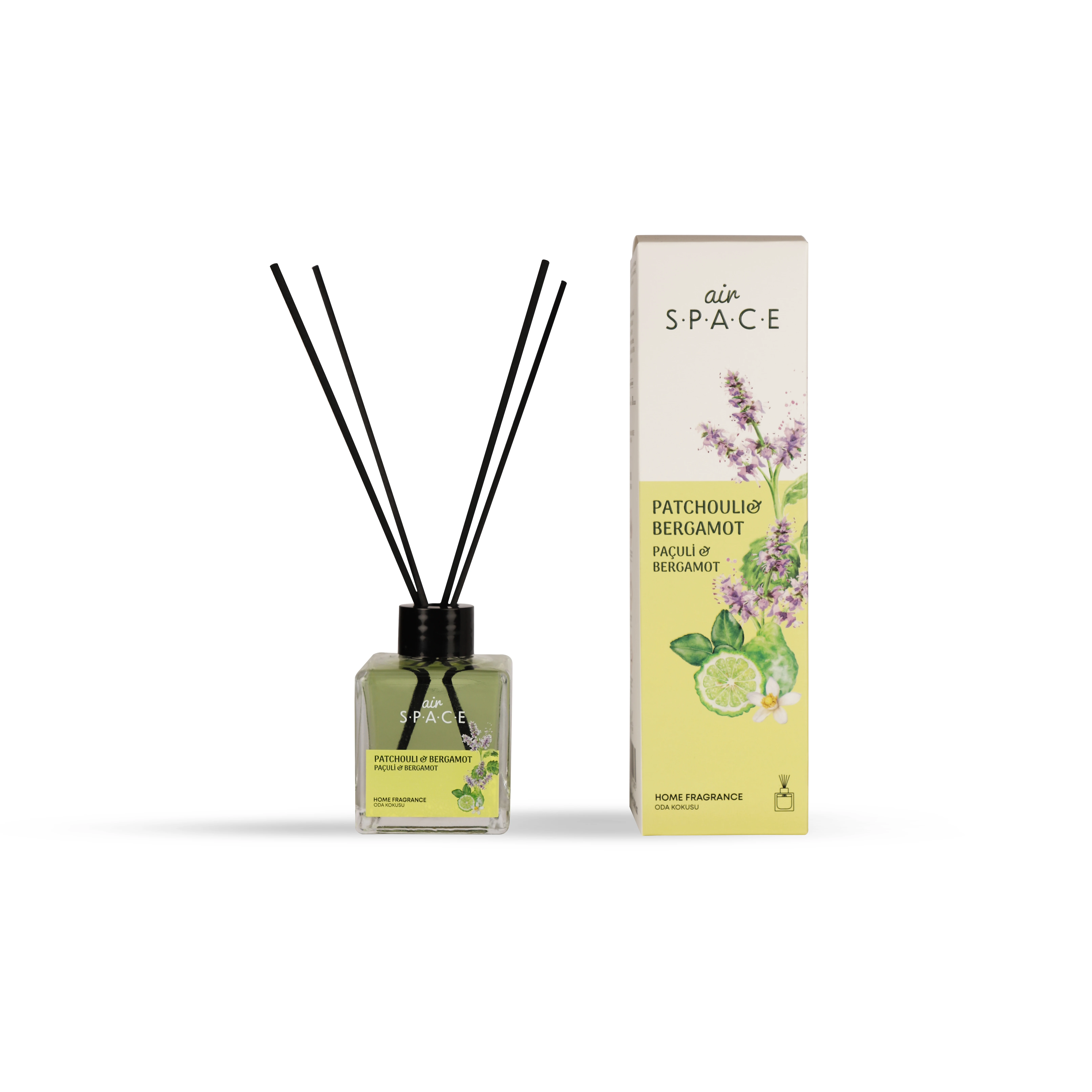 100 ML Air Space Bergamot & Patchouli Reed Diffuser Home Fragrance Room Perfume Scented with Fiber Stick Long Lasting