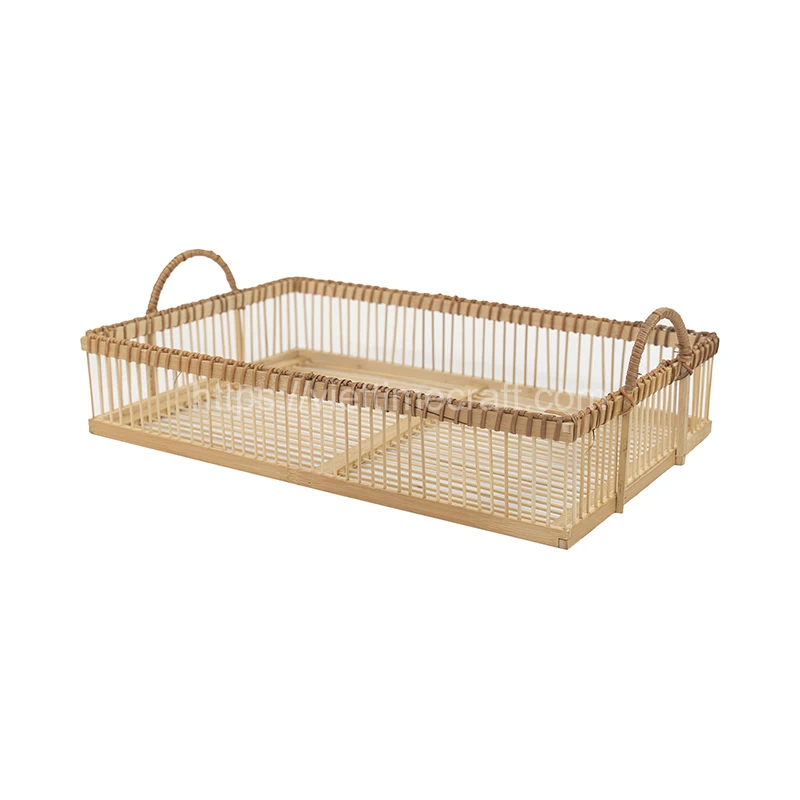 Woven Square Rattan Tray Serving Tray Home Decor Natural Materials Wholesale From Vietnam Wholesale