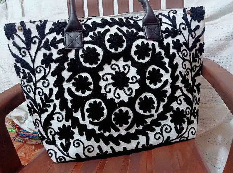 Indian Beautiful Suzani Shoulder Bag Handmade Cotton Embroidered Vintage Suzani Decorative Hippie Tote Women Boho Shopping Bag