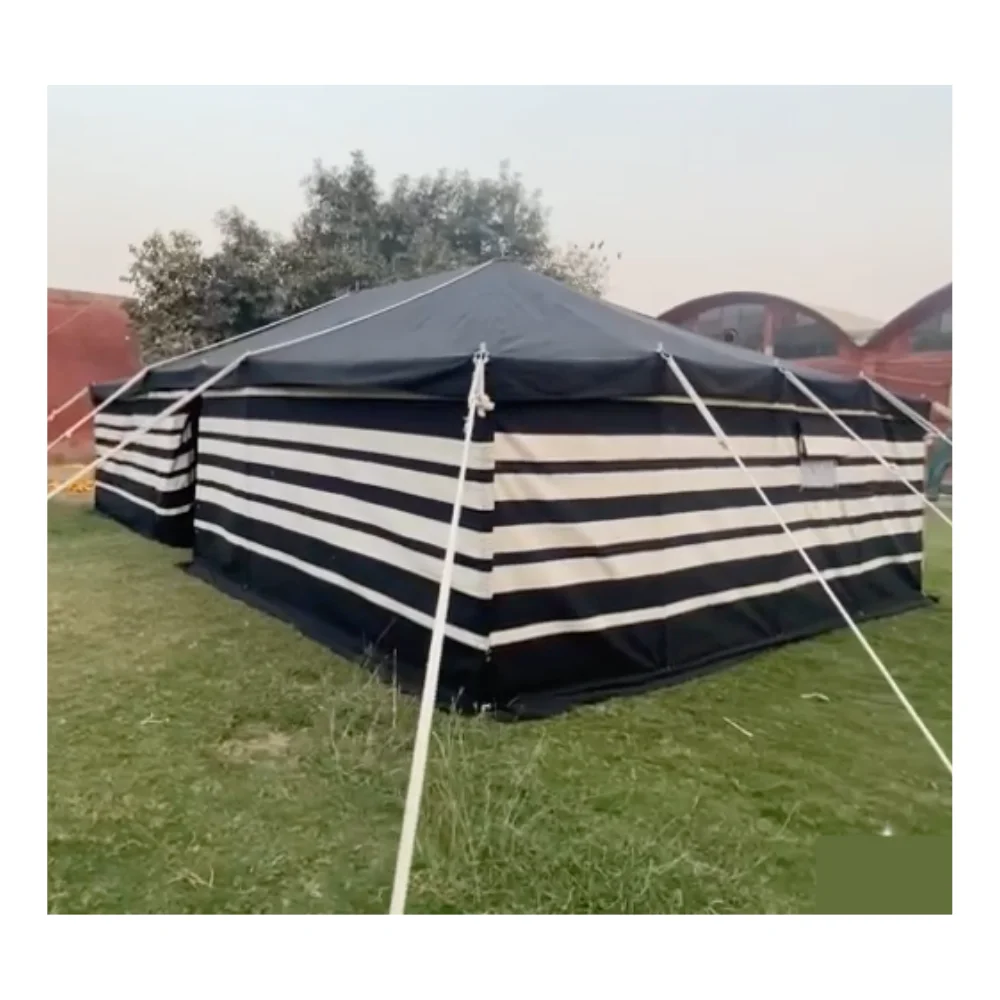 Traditional Arabic Luxury Canvas Outdoor Desert Camping Tent Arabian Black & White Stripe Customized Tents