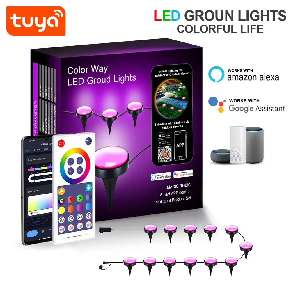 New Trending IP67 Waterproof 10m Tuya Smart Outdoor WiFi Garden Ground RGB-IC LED Light PST-CP-10M