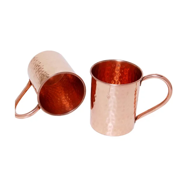 New Design Round Shape Copper Water Mug With Hammered Work Copper Beer Mug Polished Copper Water Cup For Daily Use
