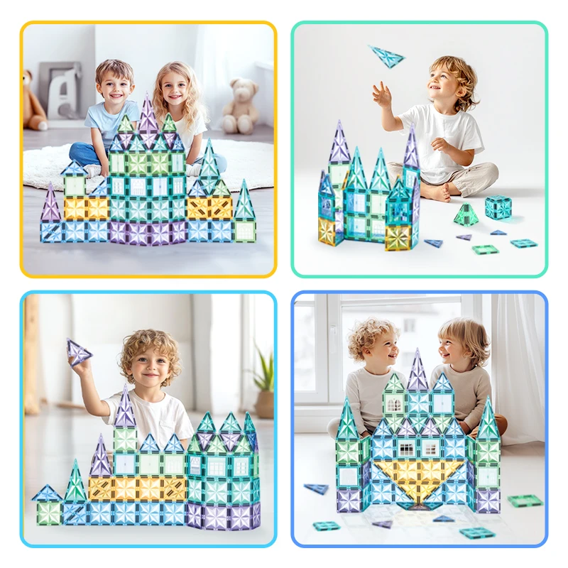 2024 New Products STEM Science Magnet Building Blocks Toy Intelligent Colored Marble Race Run Magnetic Tiles For Kids