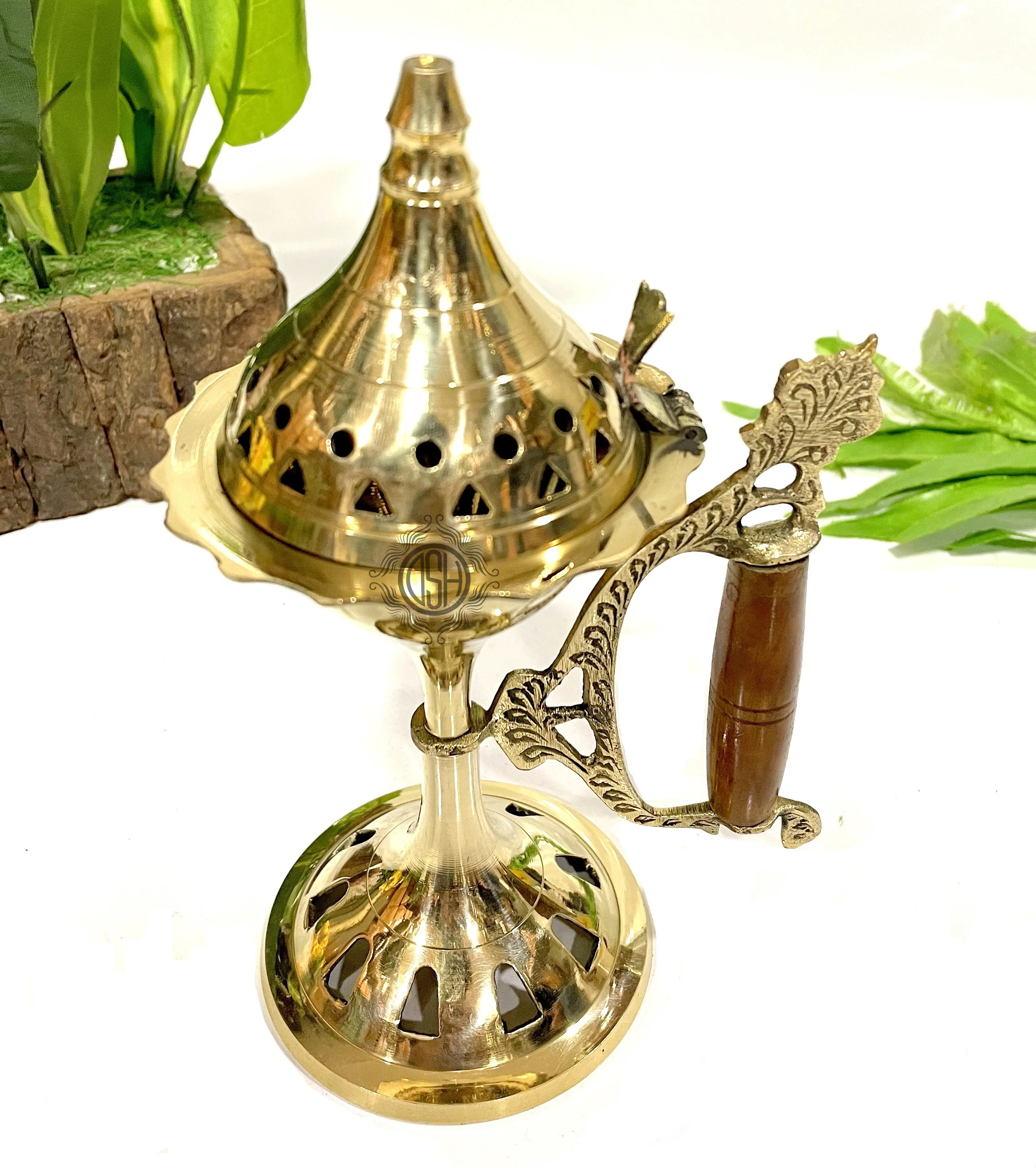 Hot Sale Brass Charcoal Burning Incense Burner Polish Finishing Round Shape Excellent Quality For Church Use.